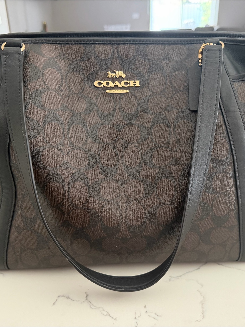 Coach Signature Diaper bag in Brown and Black
